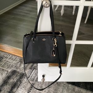 Coach Crossgrain Leather Christie Carryall Handbag in Black